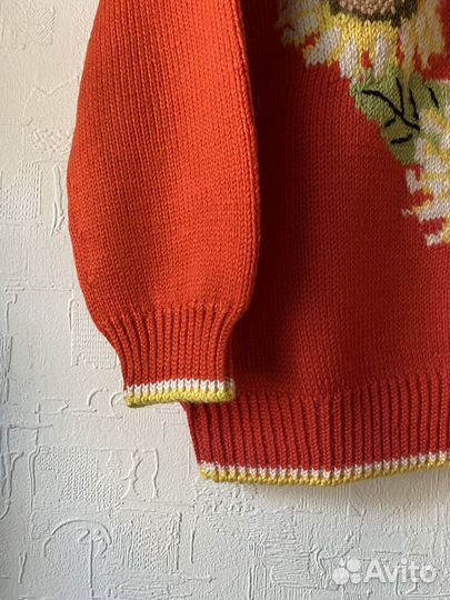 Винтажный свитер подсолнухи