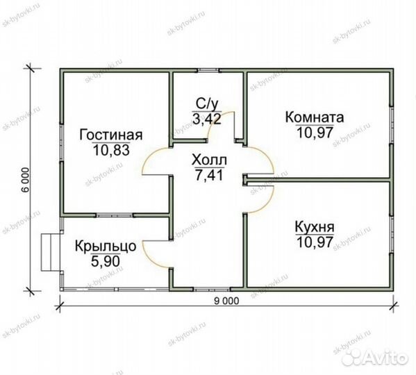 Каркасный садовые дом 9х6м с верандой