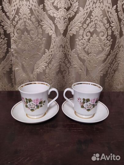 Чайная пара с блюдцем. Большая