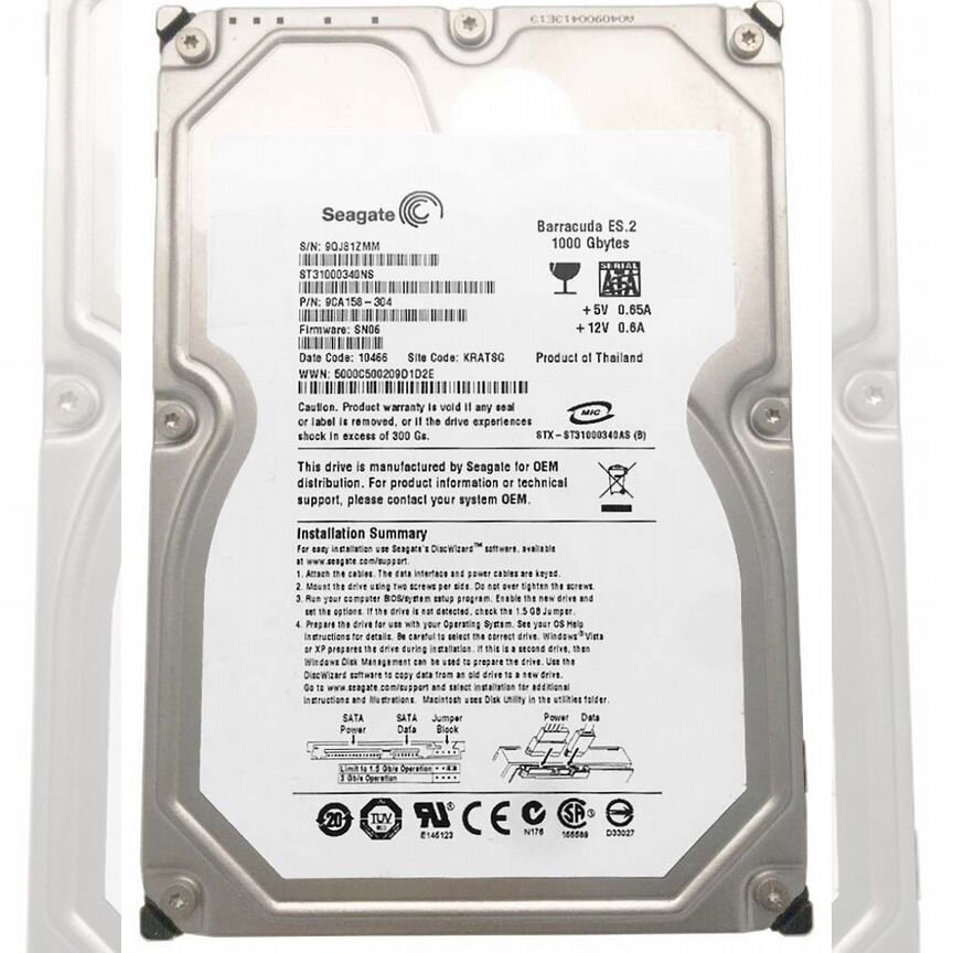 [ST31000340NS] Жесткий Диск Seagate 1tb Sata3.5 St31000340ns