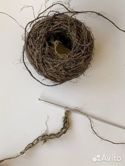 Конопляная пряжа ручного прядения, 100 хэмп