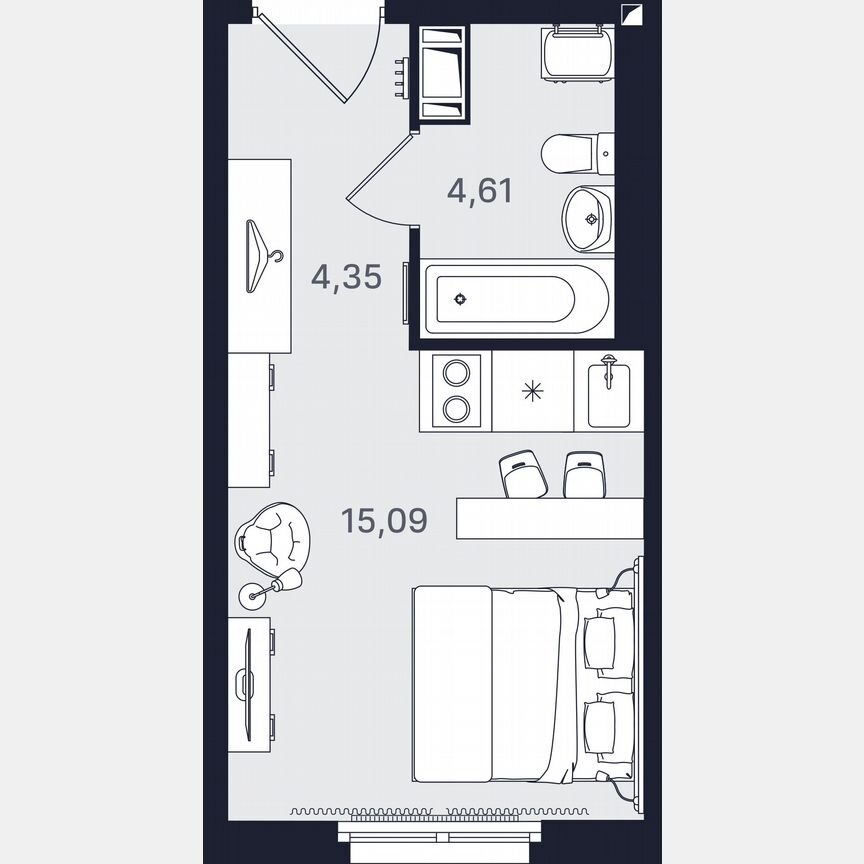 Апартаменты-студия, 24,1 м², 13/24 эт.