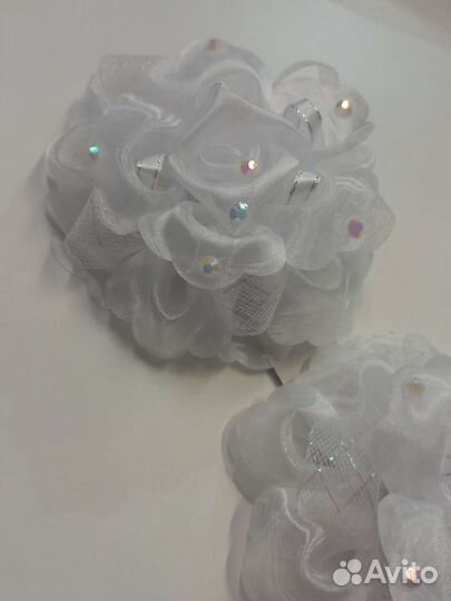 Заколка для волос, бант, белый