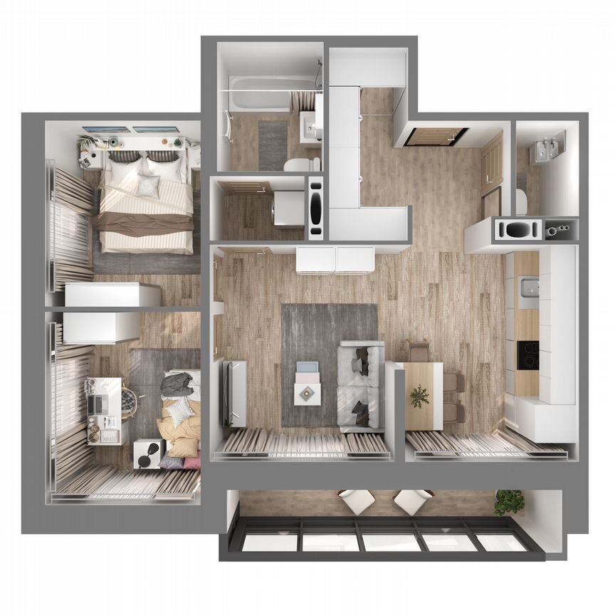 2-к. квартира, 56,6 м², 19/23 эт.