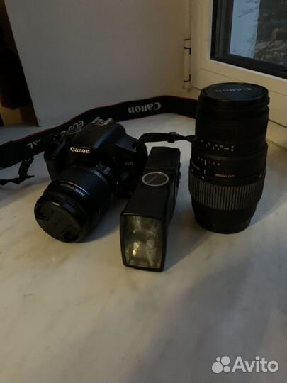 Фотоаппарат Canon 450D + 2 объектива + вспышка
