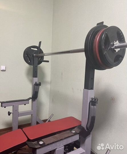Стойка для штанги + скамья + гриф