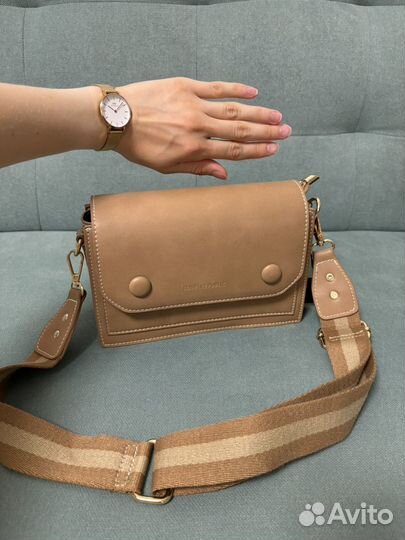 Сумка женская маленькая коричневая / бежевая