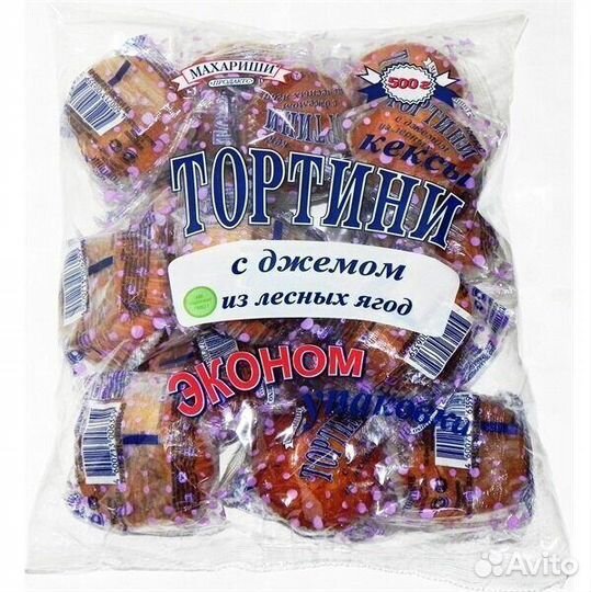 Кексы Тортини с джемом из Лесных Ягод 500г