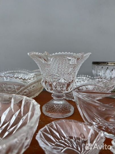 Набор хрусталь вазы,ладья,салатник,конфетница,рог