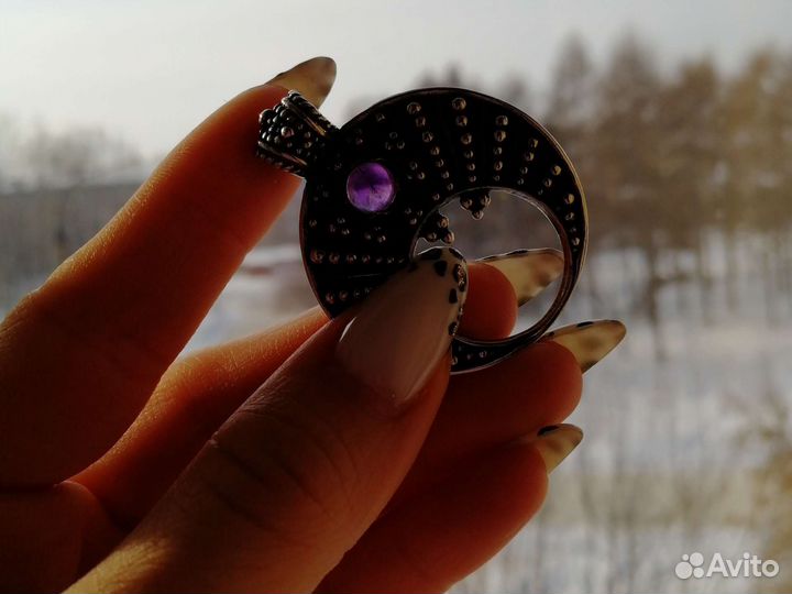 Лунница (Серебро/чернение, аметист)