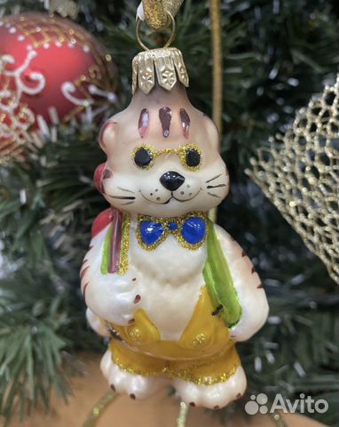 Ёлочная игрушка «Кот Базилио» из стекла