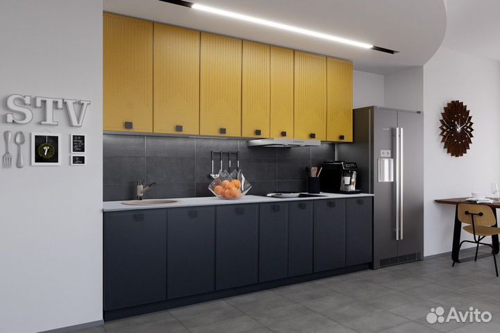 Кухня Эмаль Антрацит/Шафран 2,70 м
