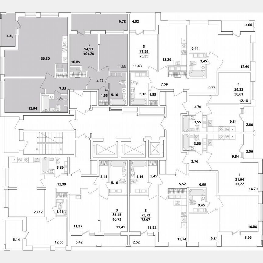 3-к. квартира, 102,4 м², 16/18 эт.