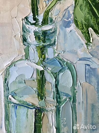 Картина маслом. Пион в стекле