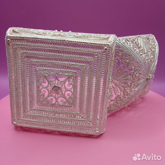 Шкатулка серебро казаковская филигрань