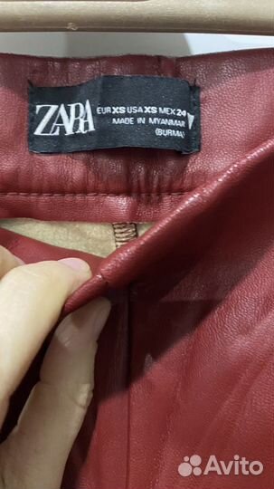 Красные кожаные лосины Zara