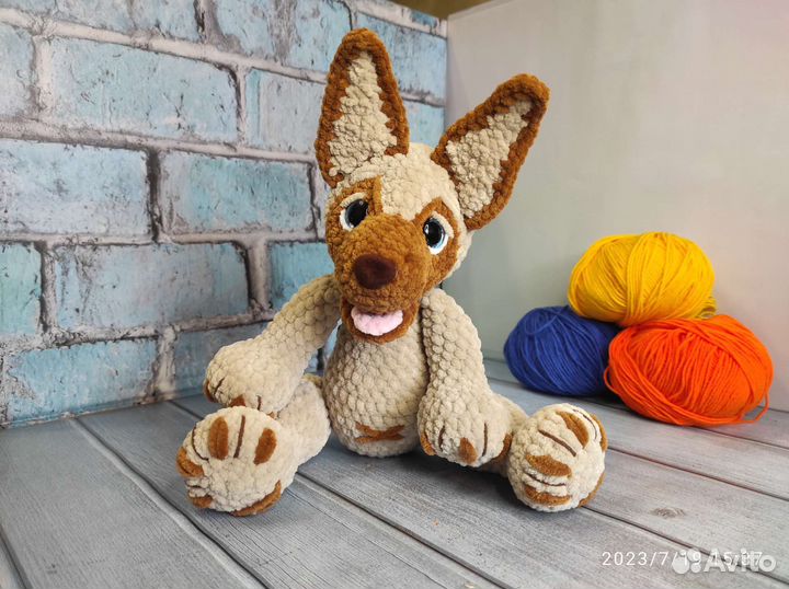 Щенок Шеферд вязаная игрушка