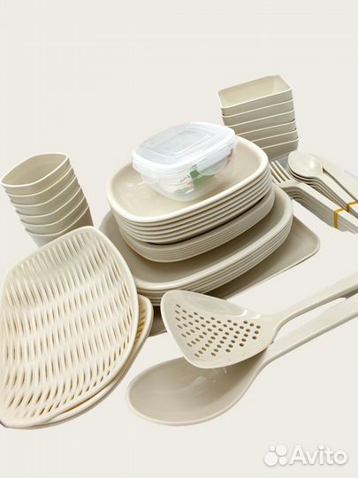 Набор посуды для пикника, посуда на дачу