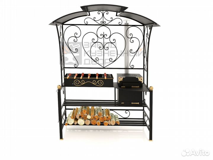 Мангал с крышей ажурный