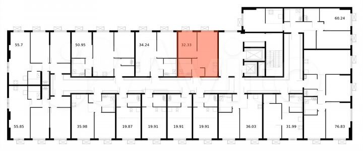 1-к. квартира, 32,3 м², 12/17 эт.