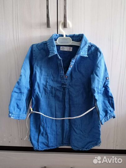Джинсовая рубашка zara 98 для девочек