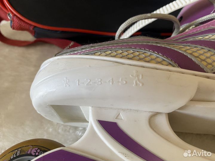 Ролики детские розовые многоразмерные + защита