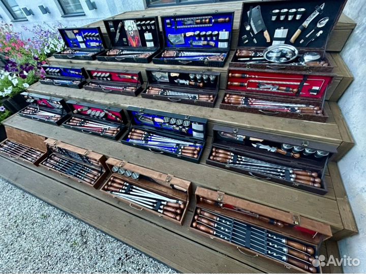 Наборы для пикника шашлыка с шампурами подарочные