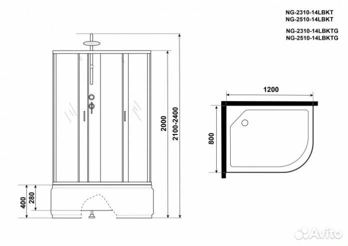 Душевая кабина Niagara Classic NG-2310-14BKT