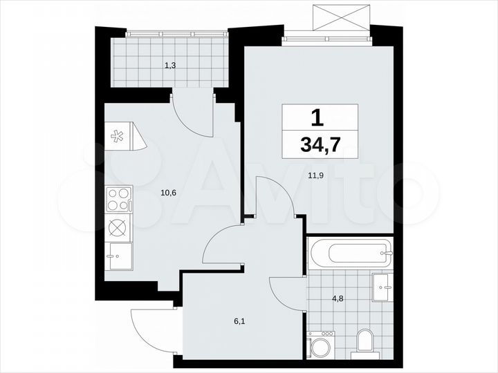 1-к. квартира, 34,7 м², 18/23 эт.