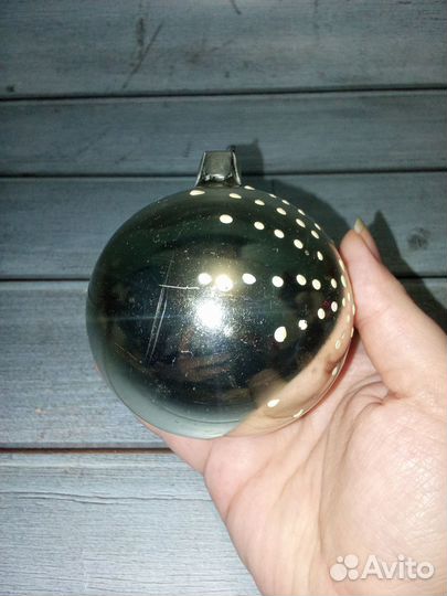 Ёлочная игрушка Шар в точку серебряный СССР