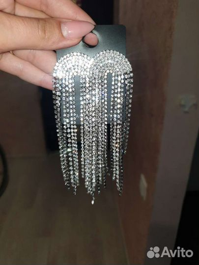 Серьги вечерние со стразами