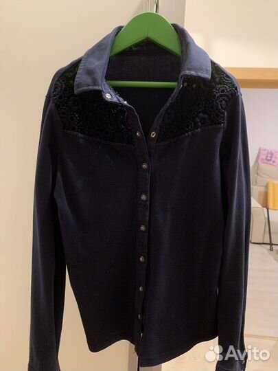 Рубашка маленькая леди 146(темно синяя)