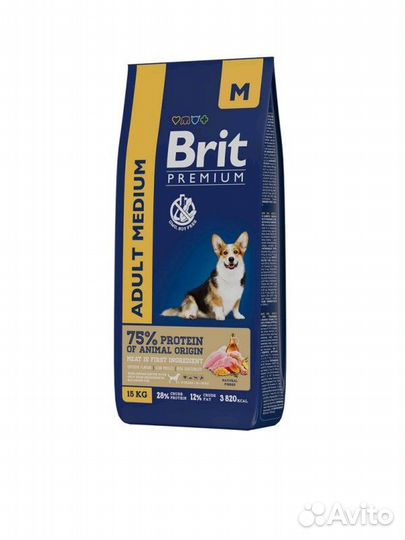 Корм сухой для собак средних пород Brit 15 кг