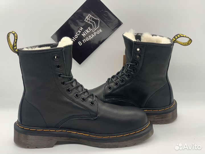 DR. Martens 1460 Jadon Black. Winter белый мех