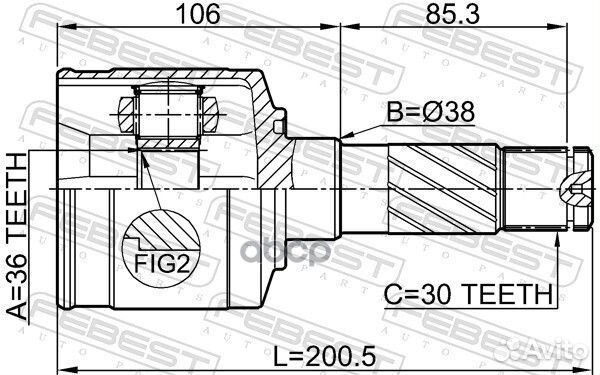 ШРУС внутренний правый 36x38x30 (mazda BT-50 20