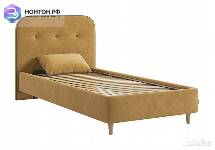 Кровать Лео 0.9 велюр медовый / графит