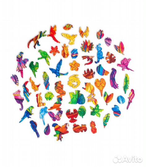 Фигурный пазл Unidragon, Игривые Попугаи, размер R