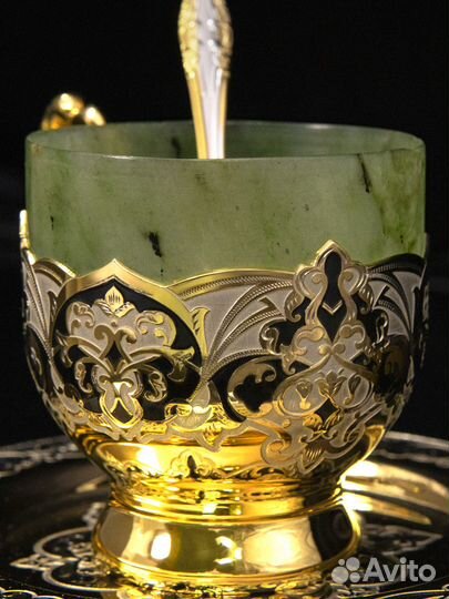 Чайная пара кофейный чайный набор нефрит