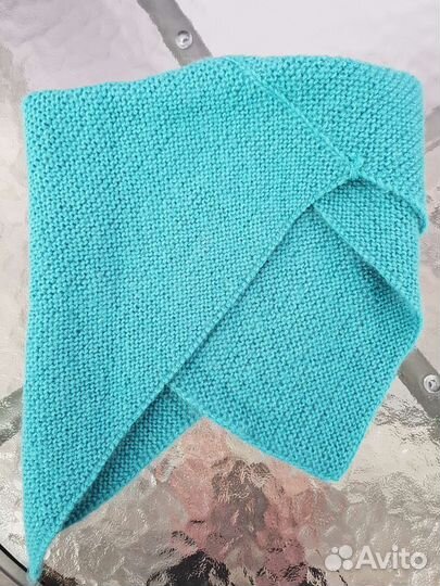 Шапка и снуд вязаные ручная работа, бирюзовые
