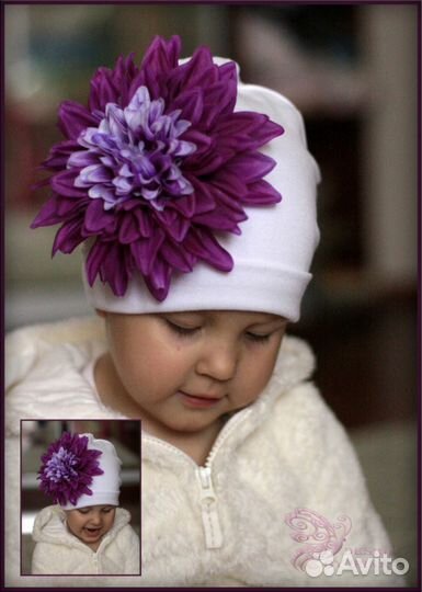 Новая шапочка с цветком. р48