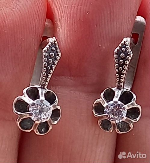 Серьги Серебро 875 проба СССР