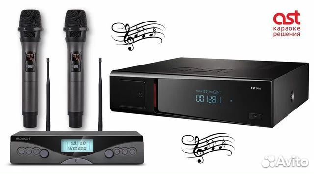 Караоке AST mini + микрофоны Medmic x5