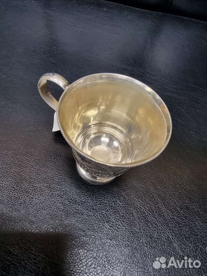 Серебряная чашка и блюдце Кубачи 925