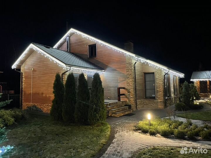 Гирлянда бахрома (каучук) 100 д на 3 метра, теплый