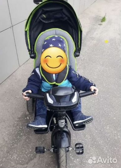 Детский трехколесный велосипед с ручкой