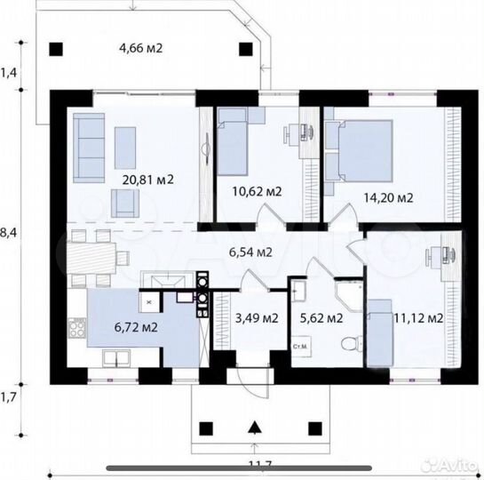 Дом 86 м² на участке 9 сот.