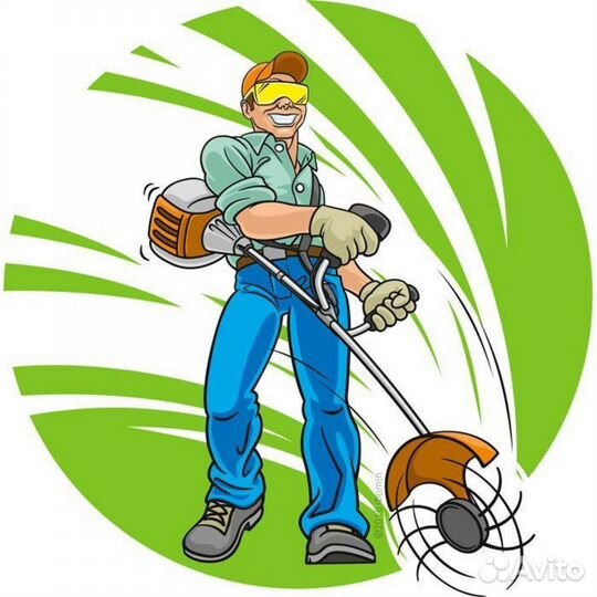 Покос травы и газона, спил деревьев