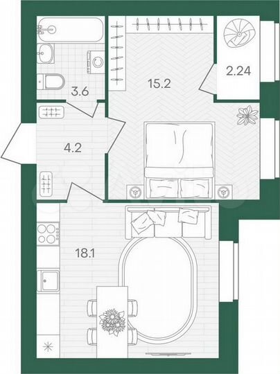 1-к. квартира, 43,3 м², 10/10 эт.