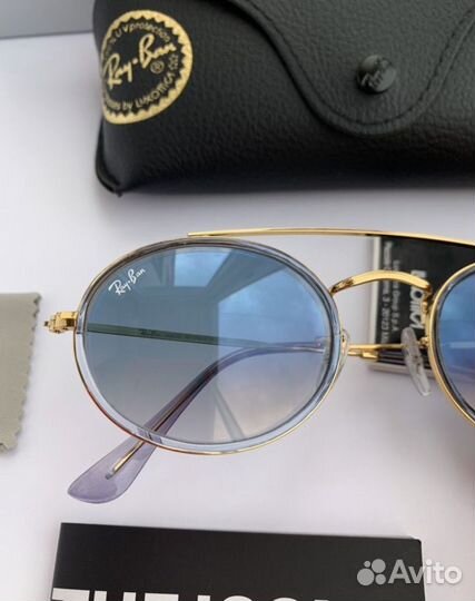 Очки ray ban oval double Bridge голубые