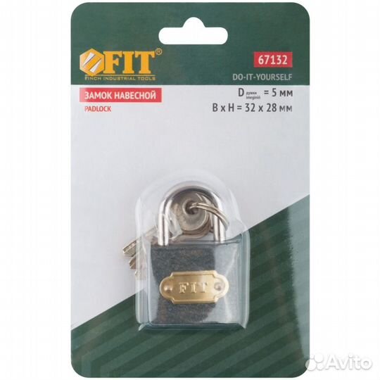 Замок навесной железный 32х28 мм стальная дужка 5